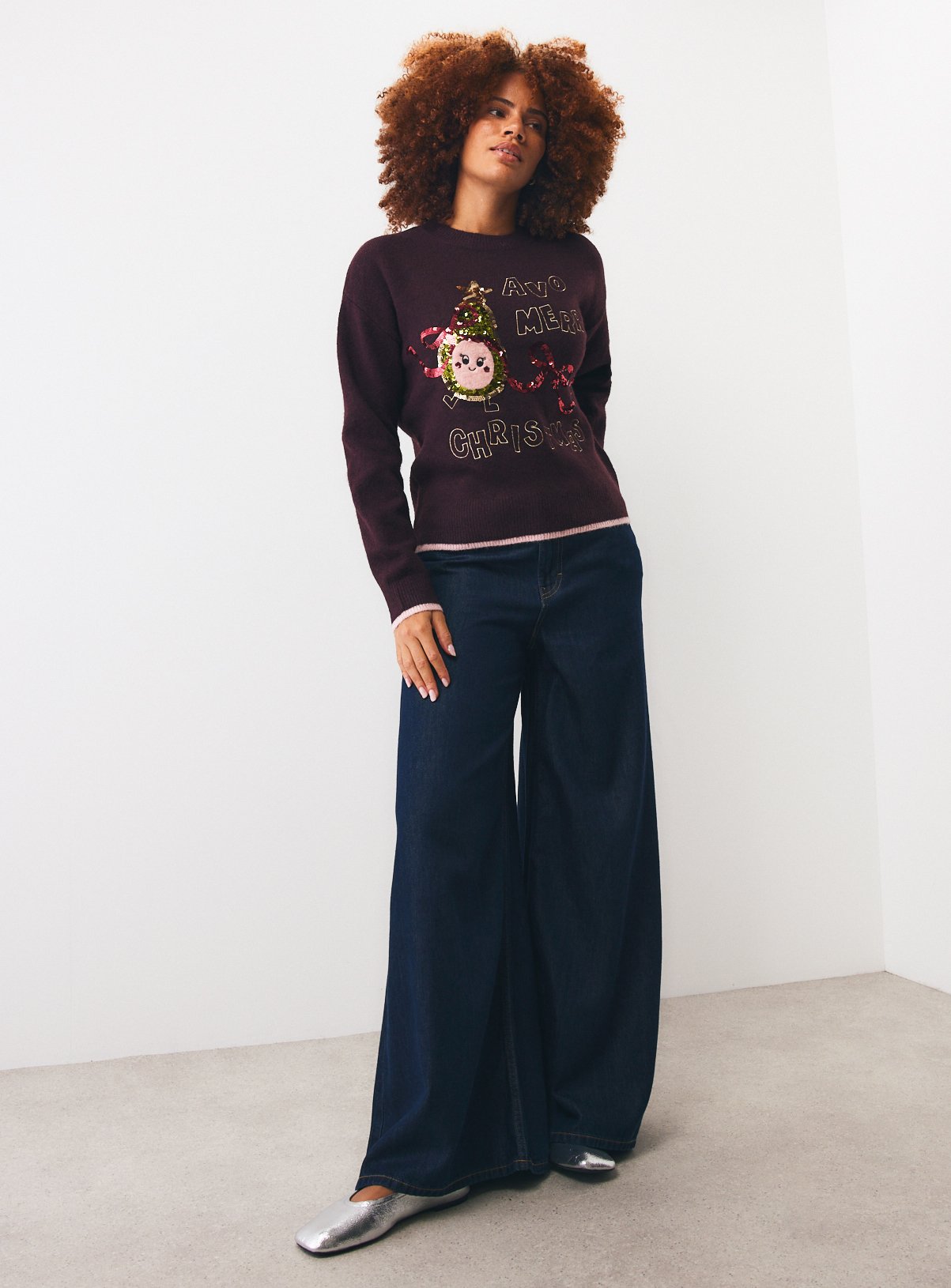 Mini Me Dark Red Merry Christmas Knitted Jumper XS - Image 2 thumbnail